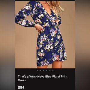 Lulus Navy Blue Floral Dress